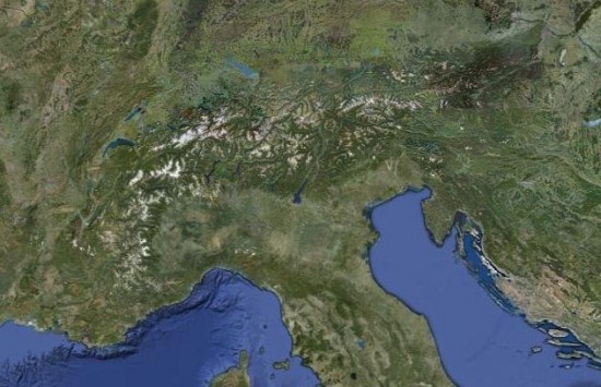 Alpy - zdjęcie satelitarne.