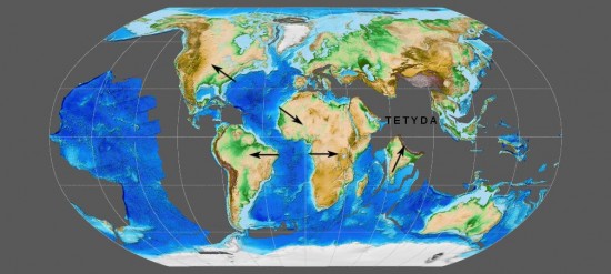 Paleocen - mapa świata.