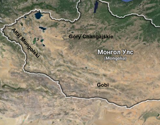 Góry Ałtaj, Changaj i pustynia Gobi na terenie Mongolii.