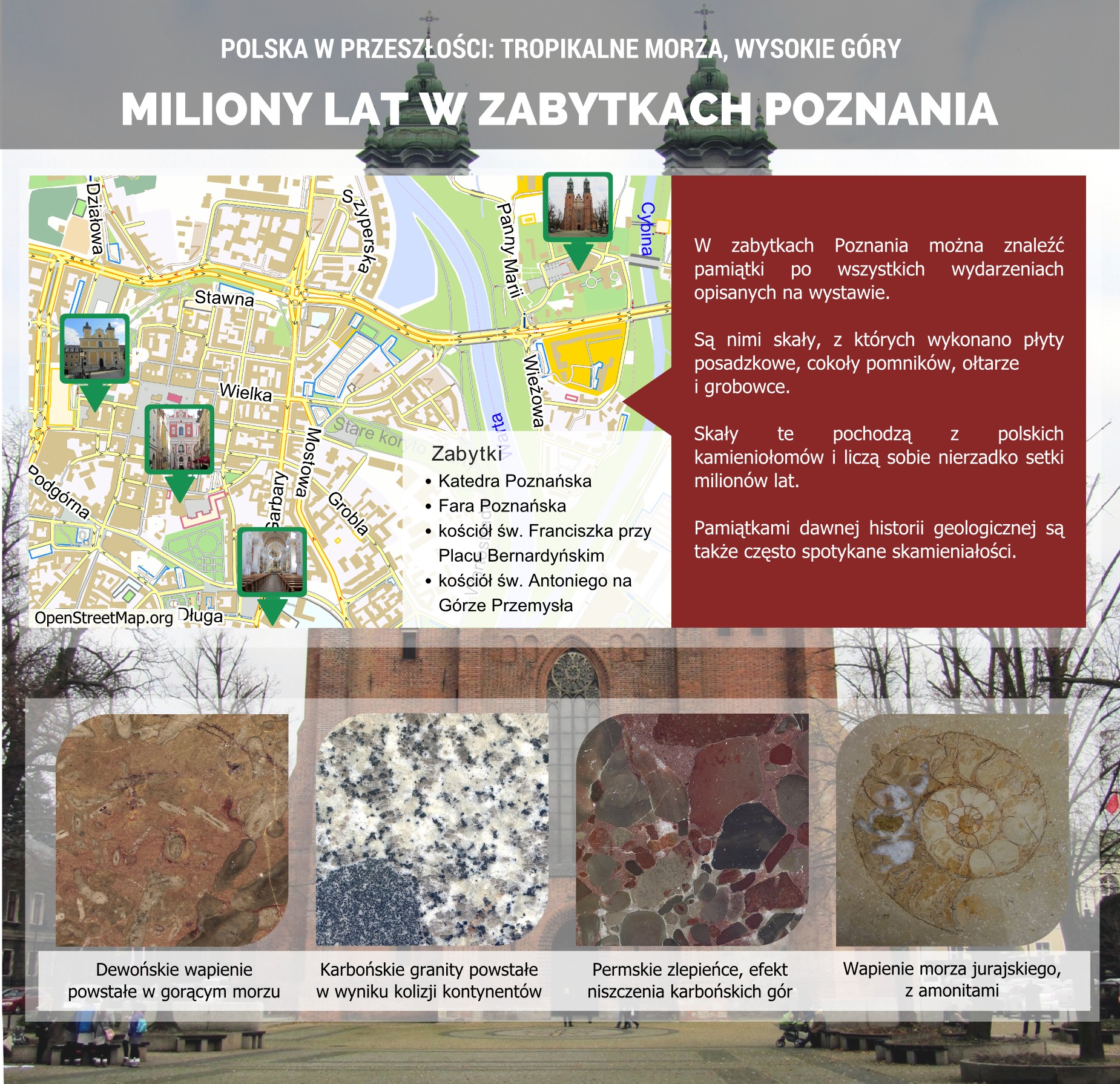 Ślady przeszłości geologicznej w zabytkach Poznania - plakat.