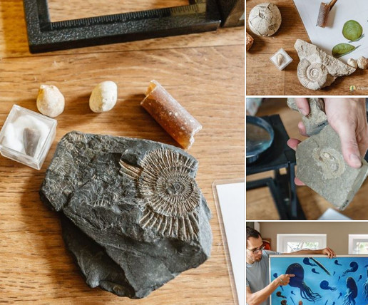 Zajęcia dla dzieci o skamieniałościach/skamielinach z czasów dinozaurów.