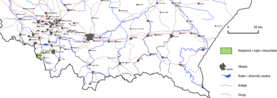 Mapa geologiczna Karpat: wapienie i łupki cieszyńskie.