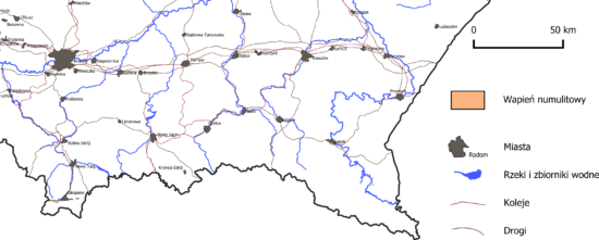 Mapa geologiczna Karpat: wapień numulitowy.