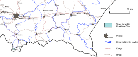 Mapa geologiczna Karpat: skały osadowe (jurajskie i kredowe) Tatr.