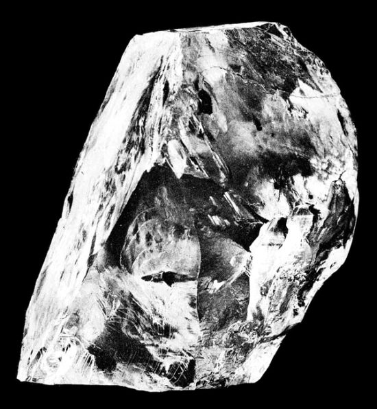 Diament Cullinan - największy diament świata w stanie surowym, przed obróbką.