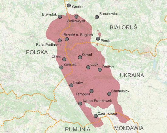 Trapy wołyńskie (pokrywy lawowe) - mapa.